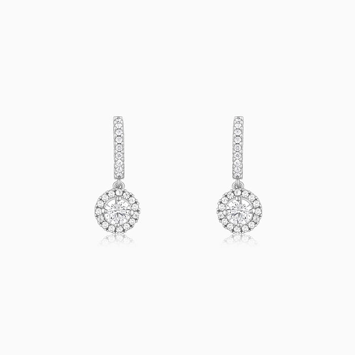 Silver Zircon Drizzle Drop Earrings - Image 1
