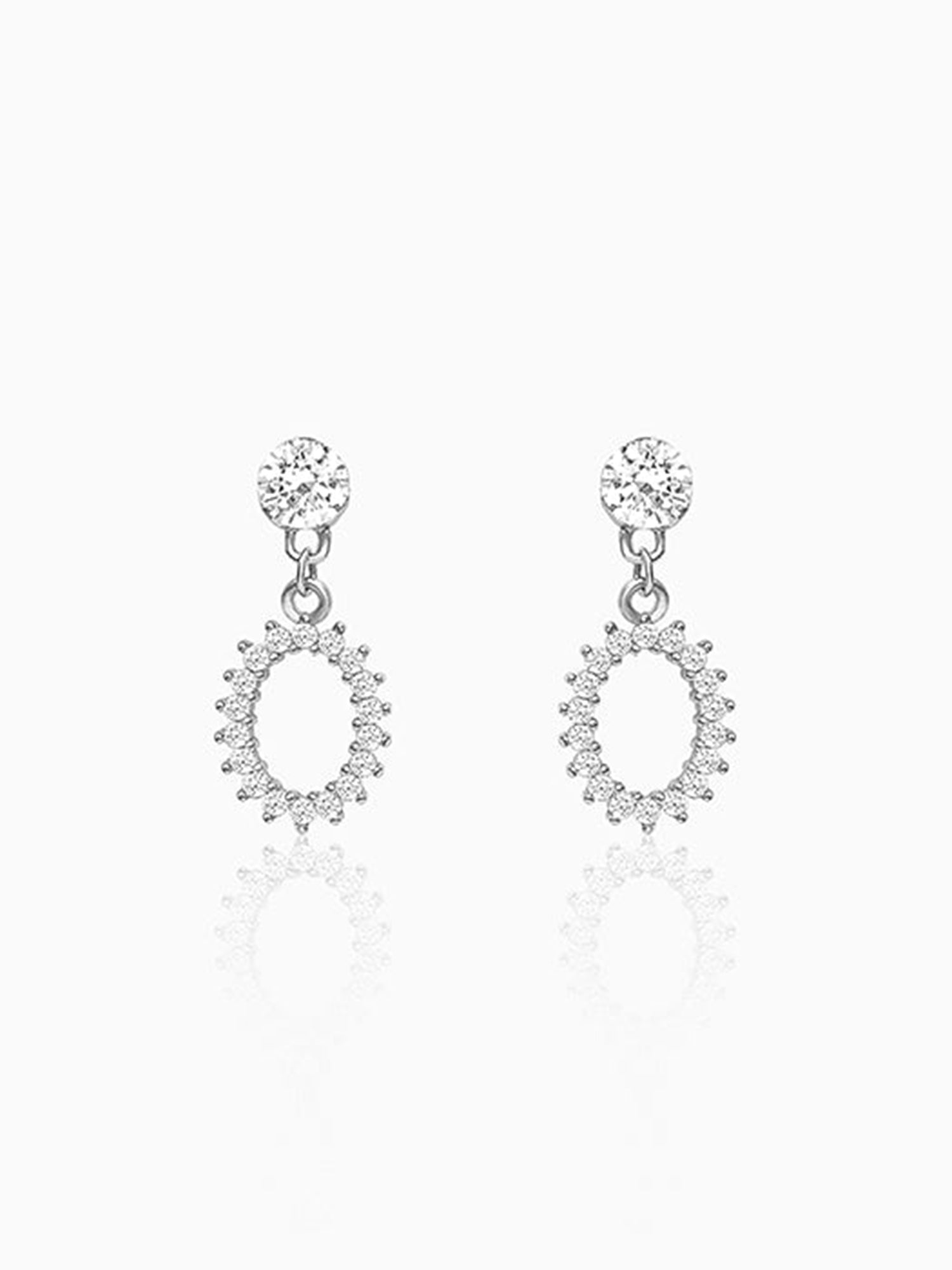 Silver Hollow Zircon Drop Studs
