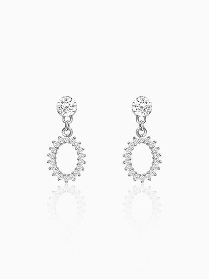 Silver Hollow Zircon Drop Studs