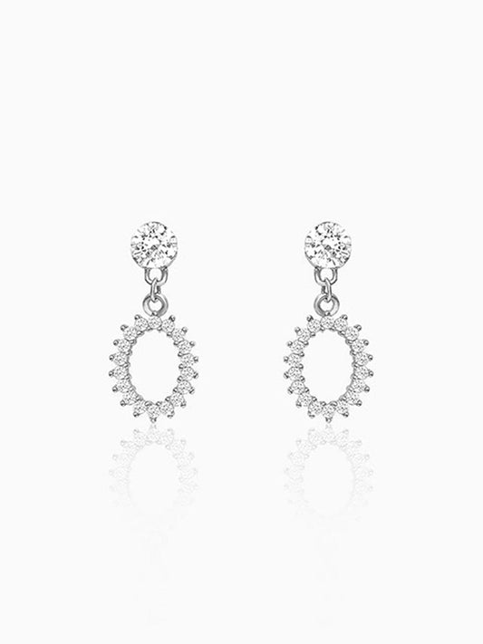 Silver Hollow Zircon Drop Studs