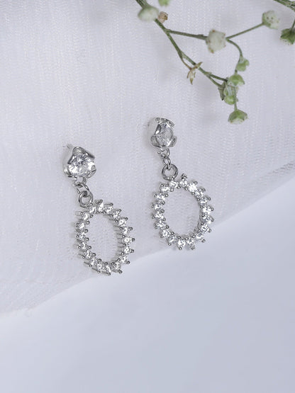 Silver Hollow Zircon Drop Studs