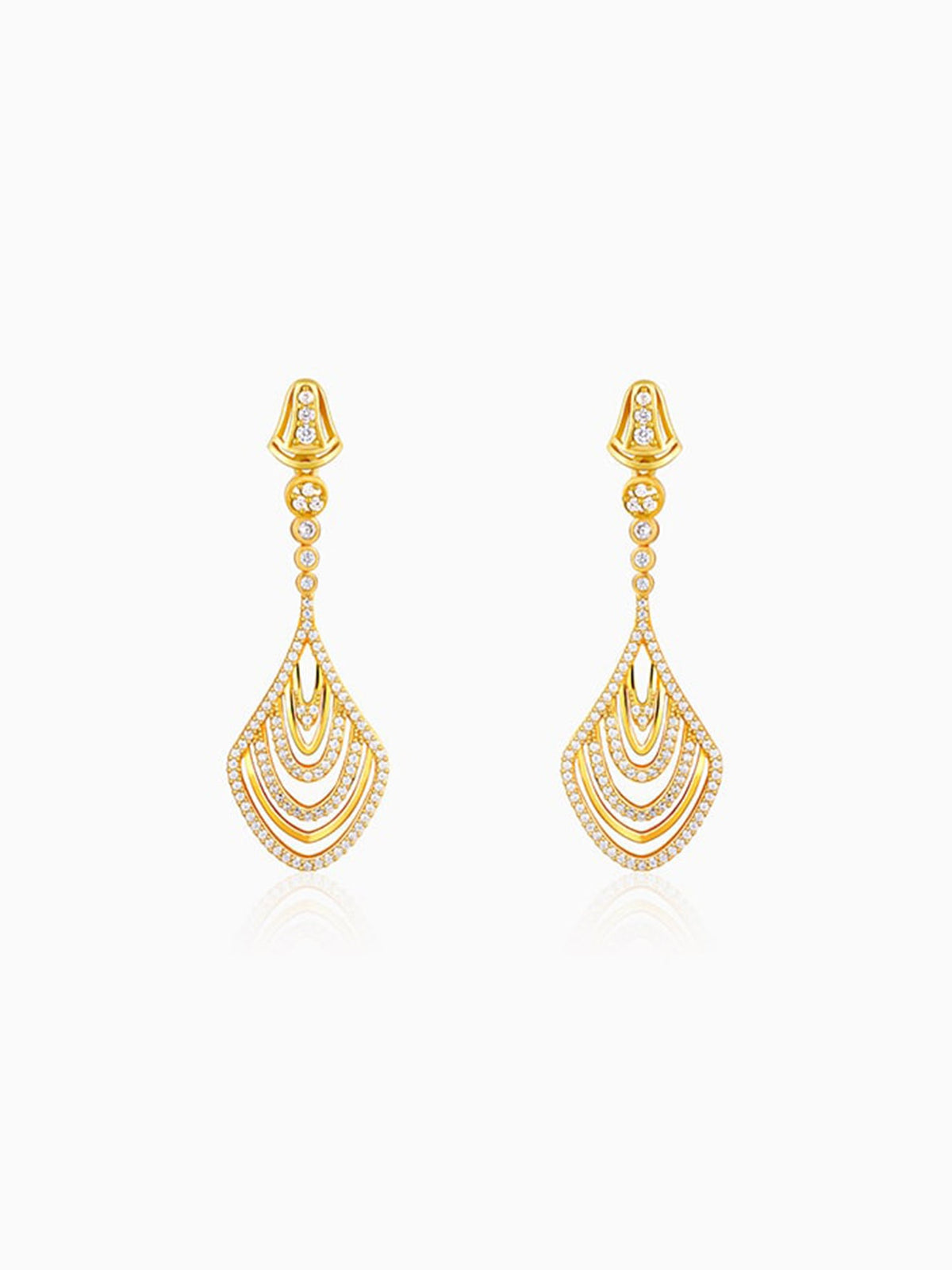 Golden Zircon Studded Chime Earrings