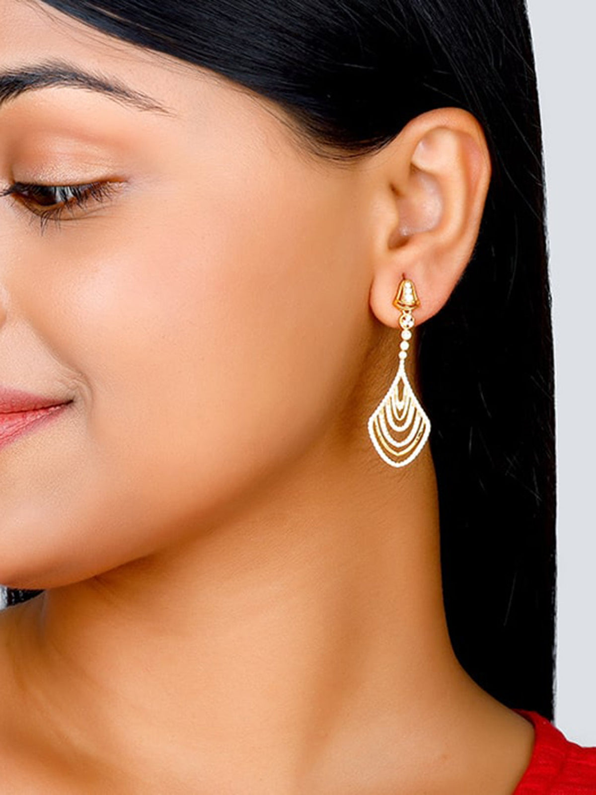 Golden Zircon Studded Chime Earrings