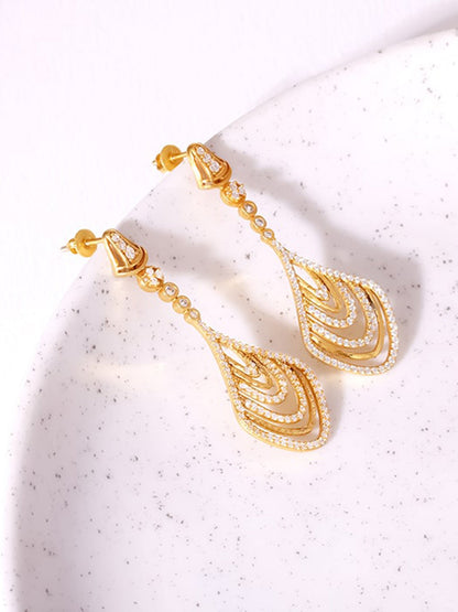 Golden Zircon Studded Chime Earrings