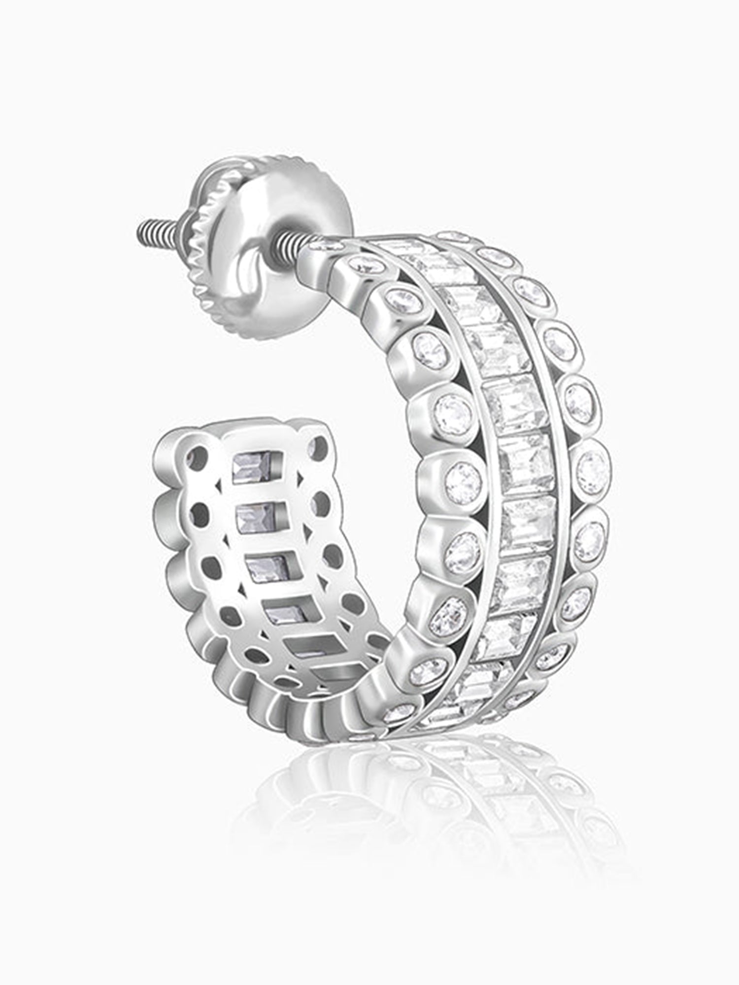 Silver Zircon Charm Earrings