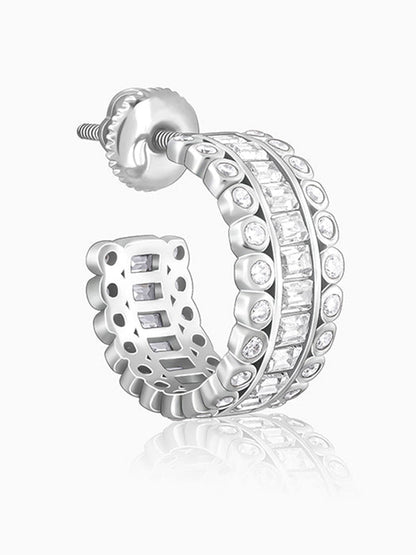 Silver Zircon Charm Earrings