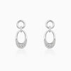 Silver Zircon Crescent Oval Earrings