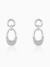 Silver Zircon Crescent Oval Earrings