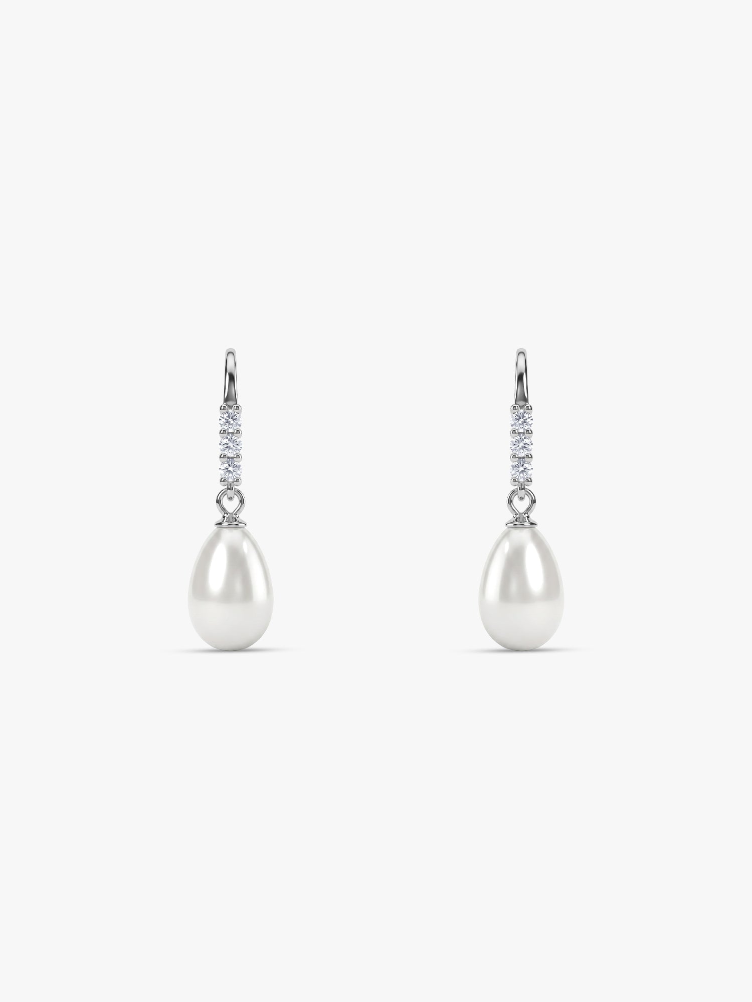 Silver Drops of Pearl Earrings
