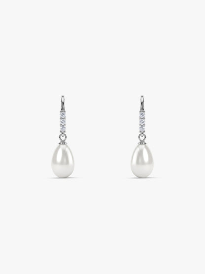 Silver Drops of Pearl Earrings
