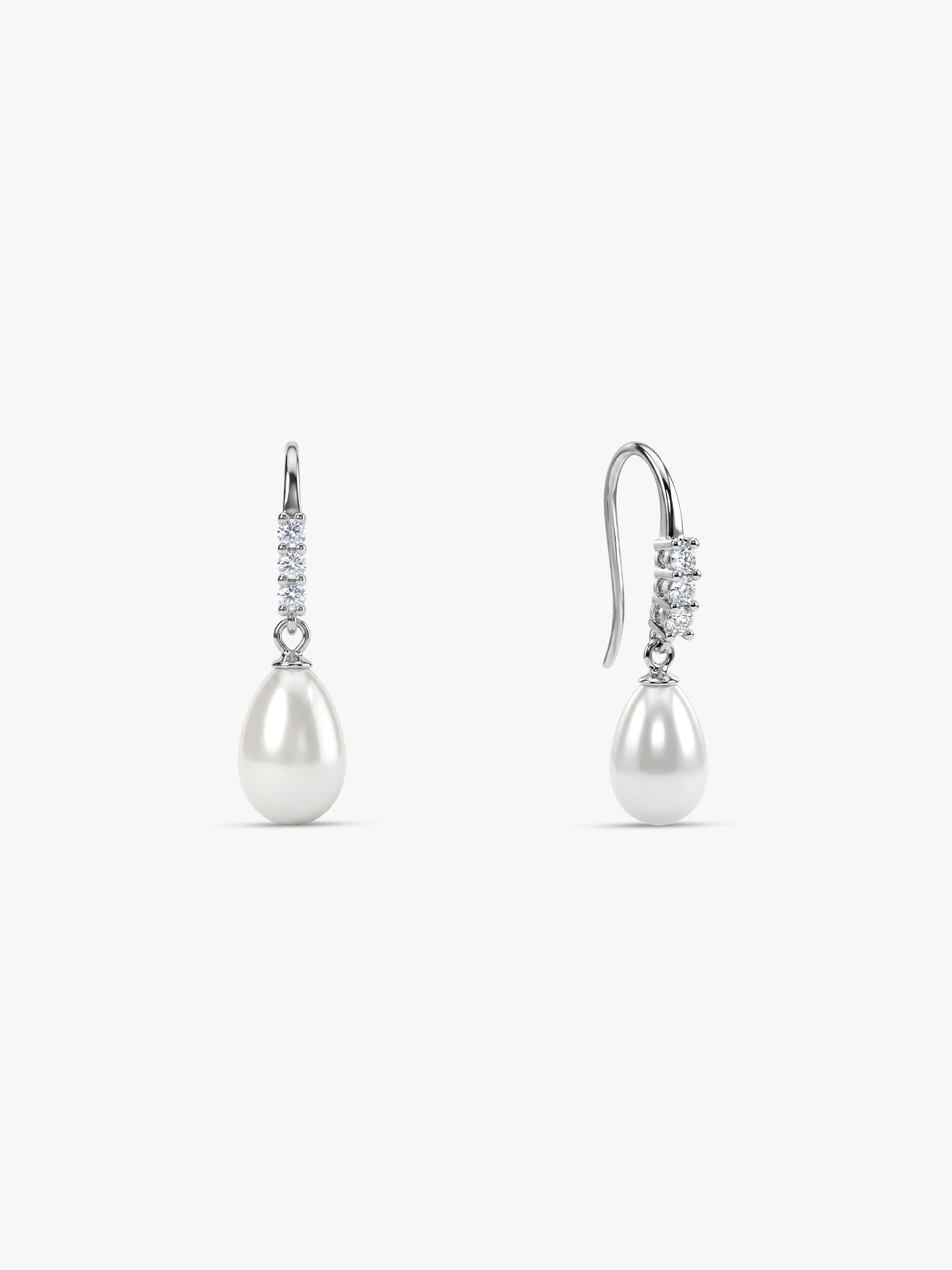 Silver Drops of Pearl Earrings