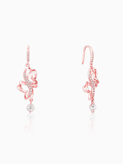 Rose Gold Shining Butterfly Earrings