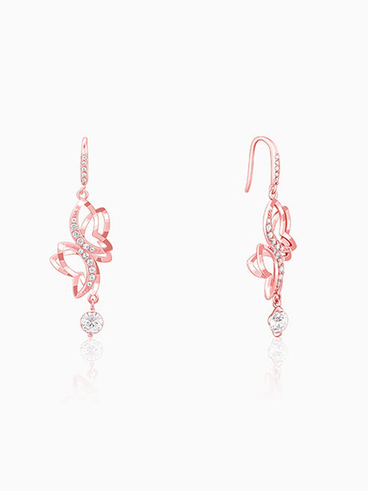 Rose Gold Shining Butterfly Earrings