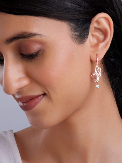 Rose Gold Shining Butterfly Earrings