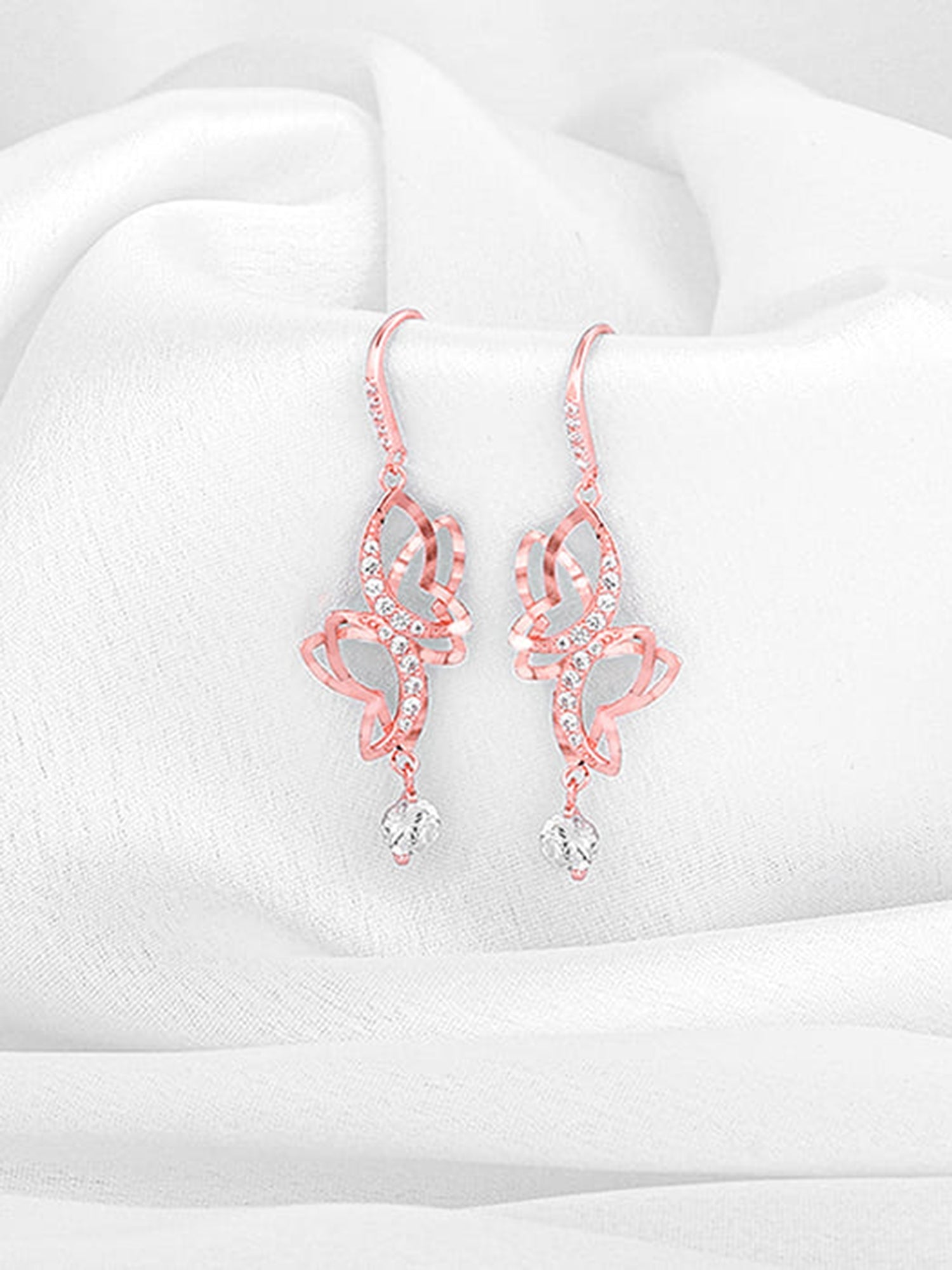 Rose Gold Shining Butterfly Earrings