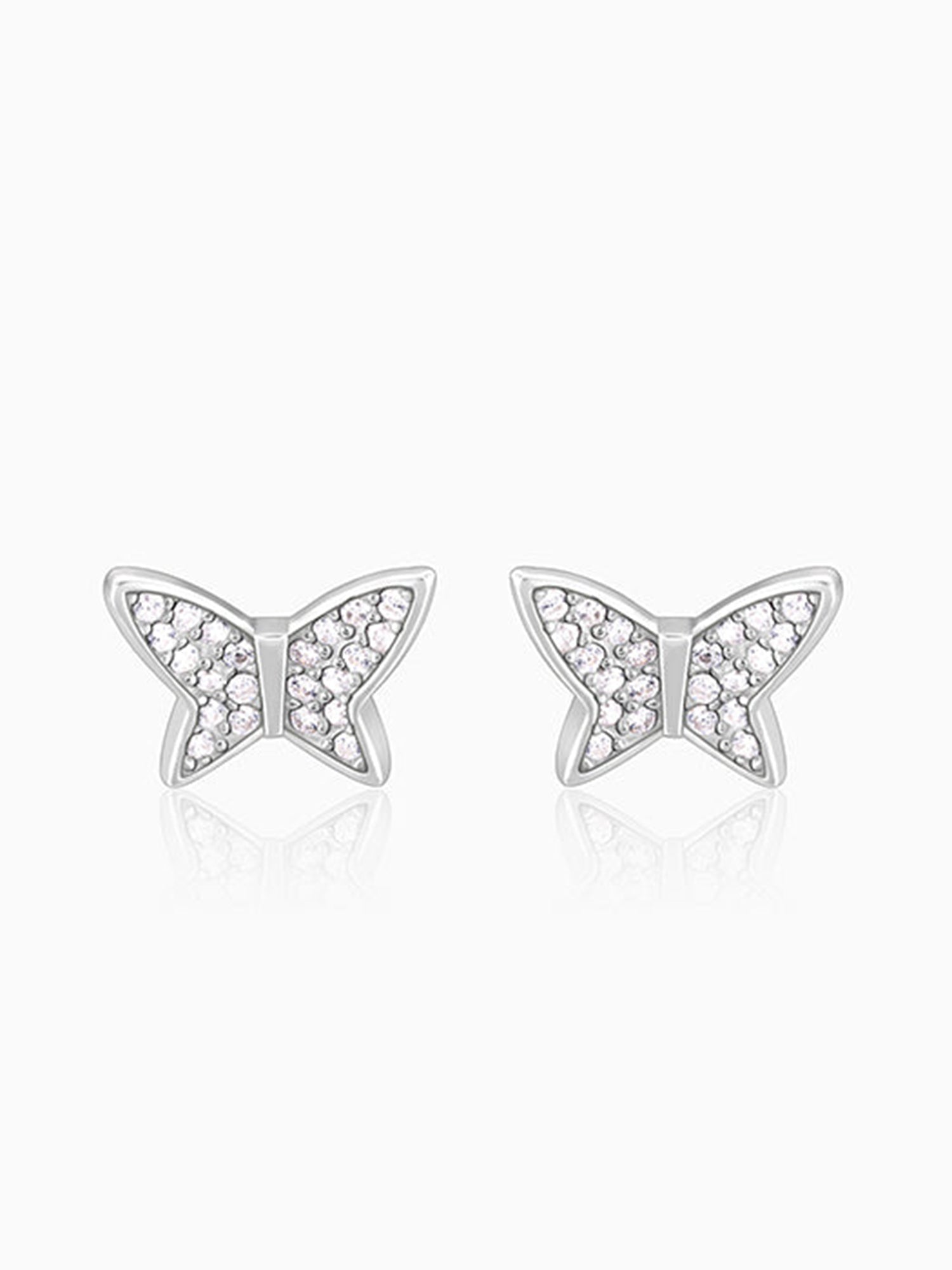 Silver Zircon Shining Butterfly Studs