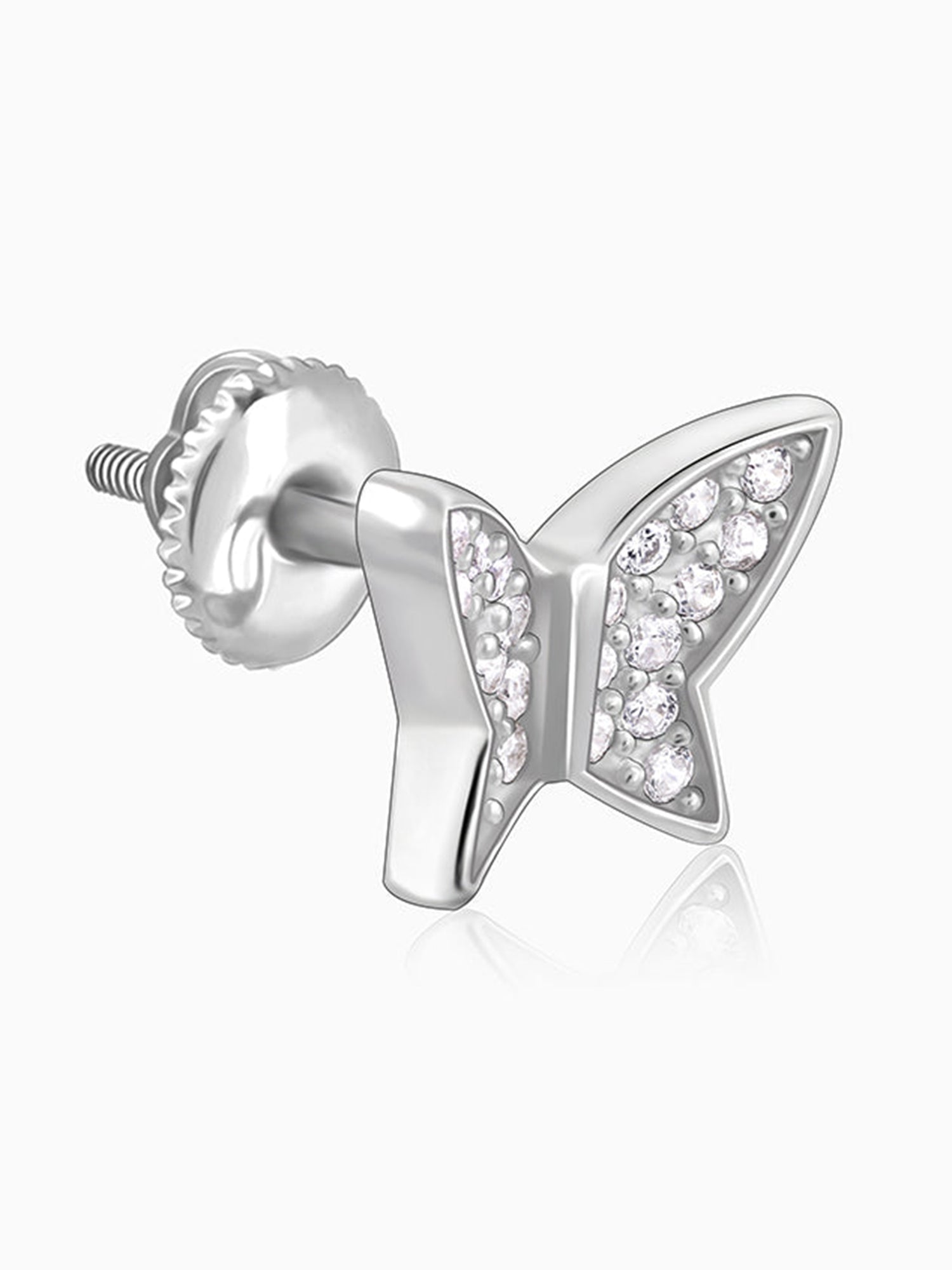 Silver Zircon Shining Butterfly Studs