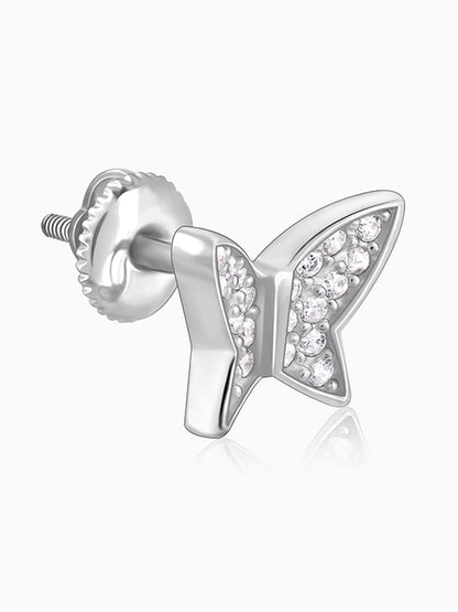 Silver Zircon Shining Butterfly Studs