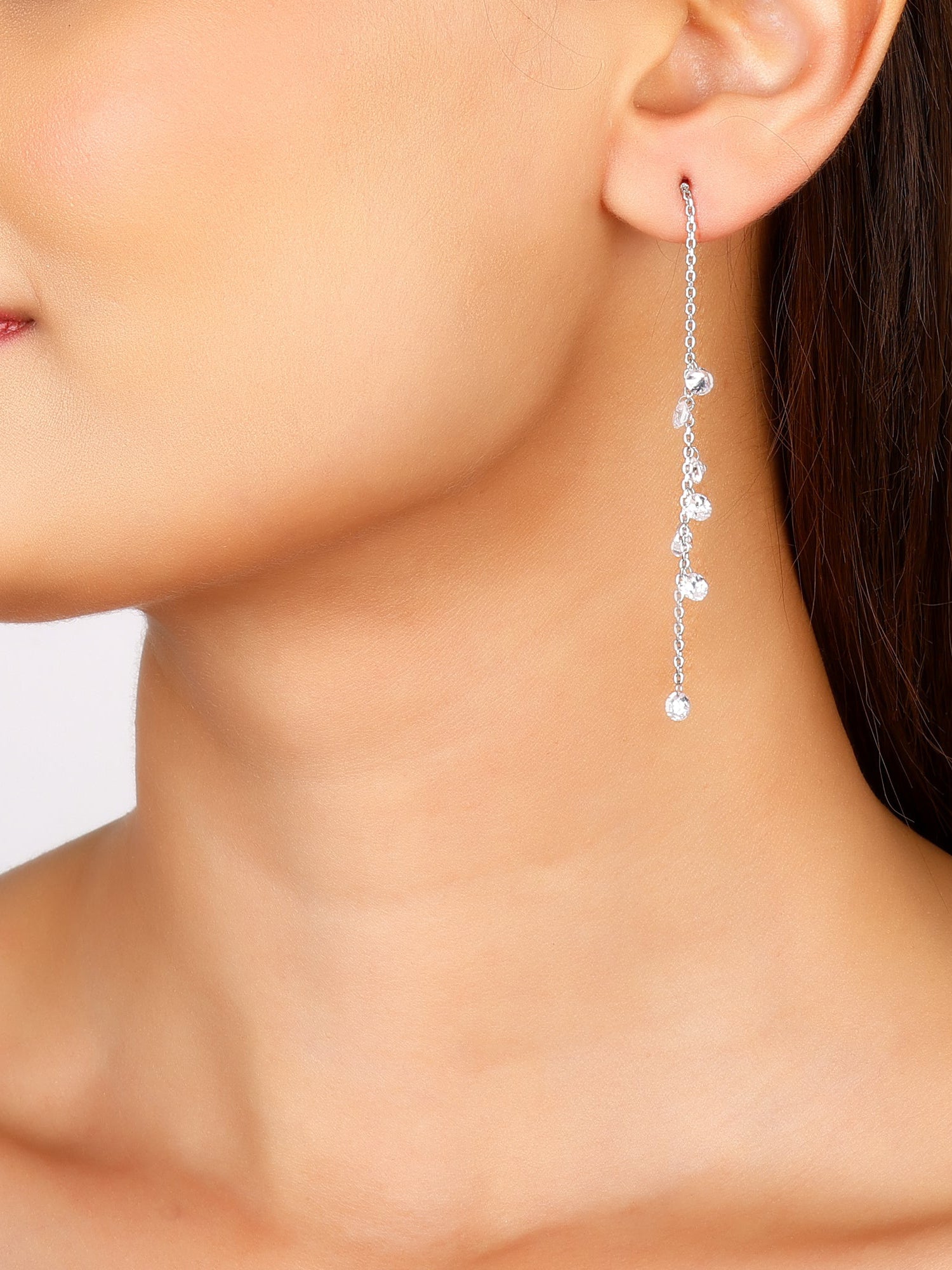 Silver Dangling Chain Earrings