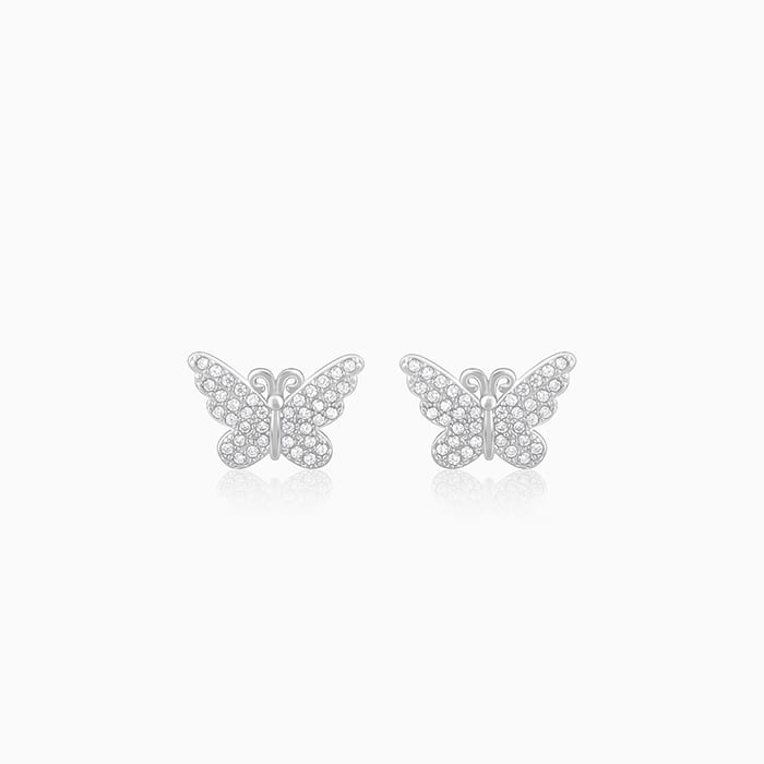 Silver Zircon Butterfly Studs - Image 1