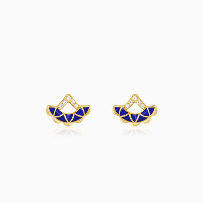 Golden Royal Blue Layered Earrings