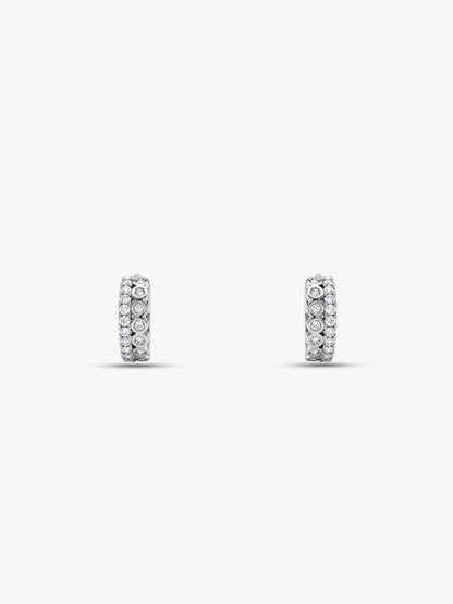 Silver Zircon Sparkling Huggies Earrings