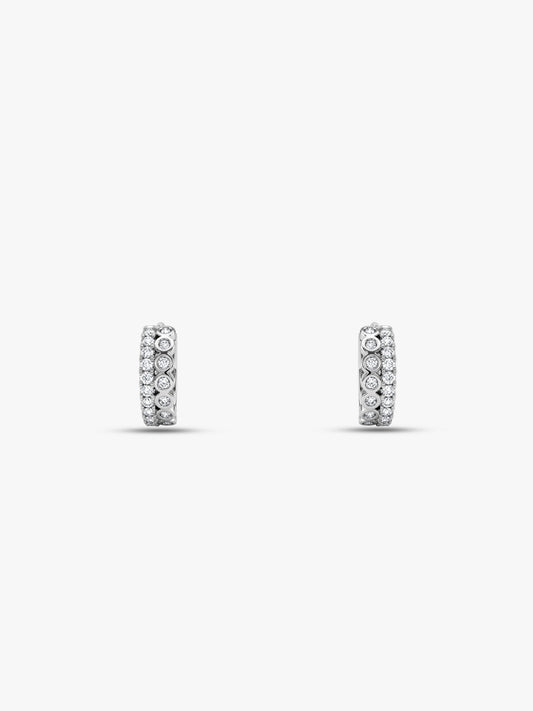 Silver Zircon Sparkling Huggies Earrings