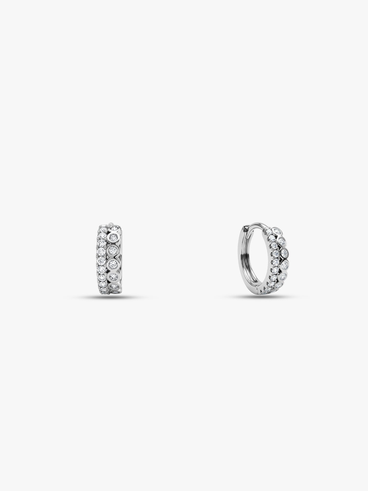 Silver Zircon Sparkling Huggies Earrings