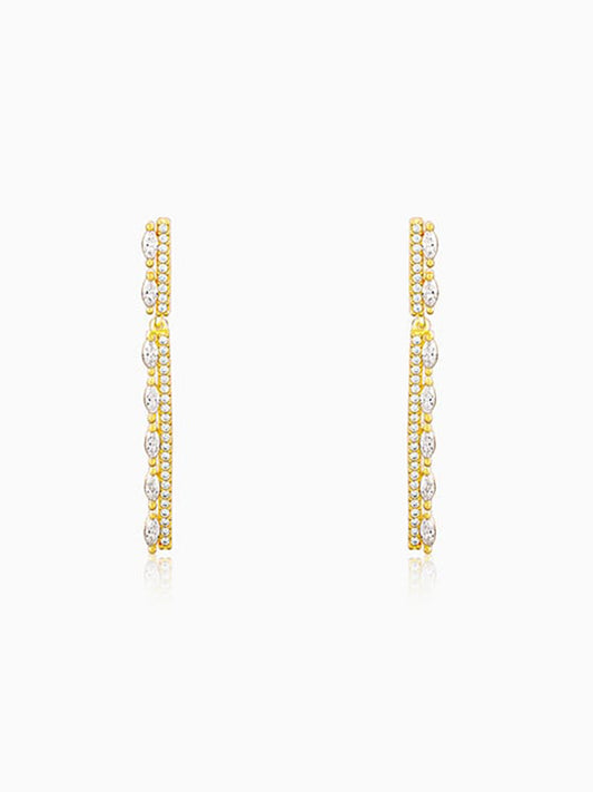 Golden Zircon Straight Earrings