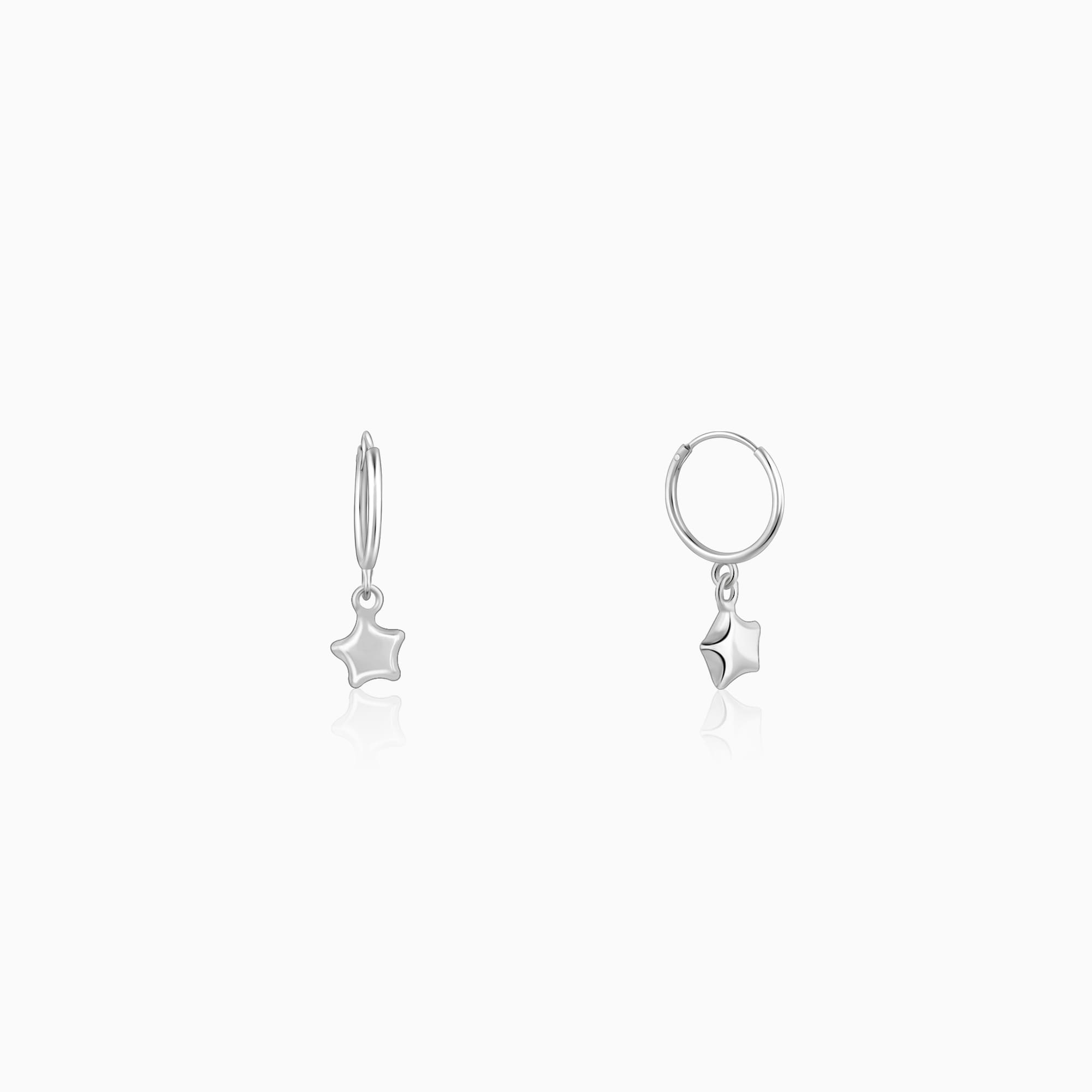 Silver Mini Star Hoop Earrings - Image 1