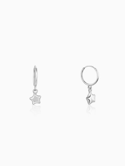 Silver Mini Star Hoop Earrings
