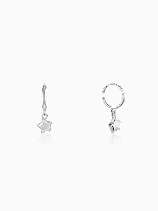 Silver Mini Star Hoop Earrings