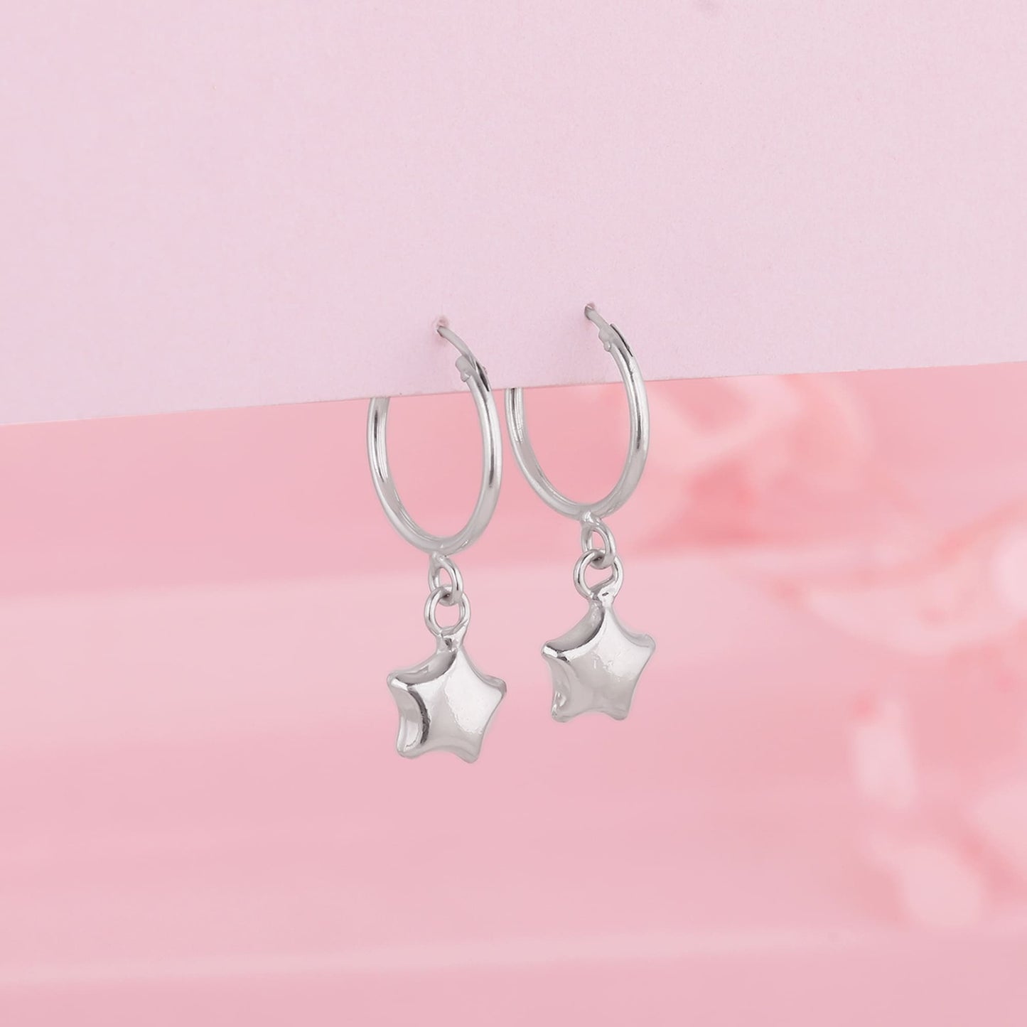 Silver Mini Star Hoop Earrings