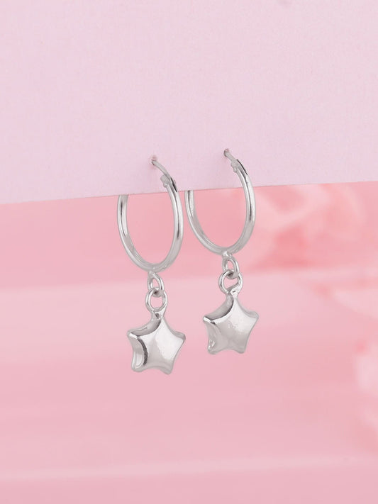 Silver Mini Star Hoop Earrings