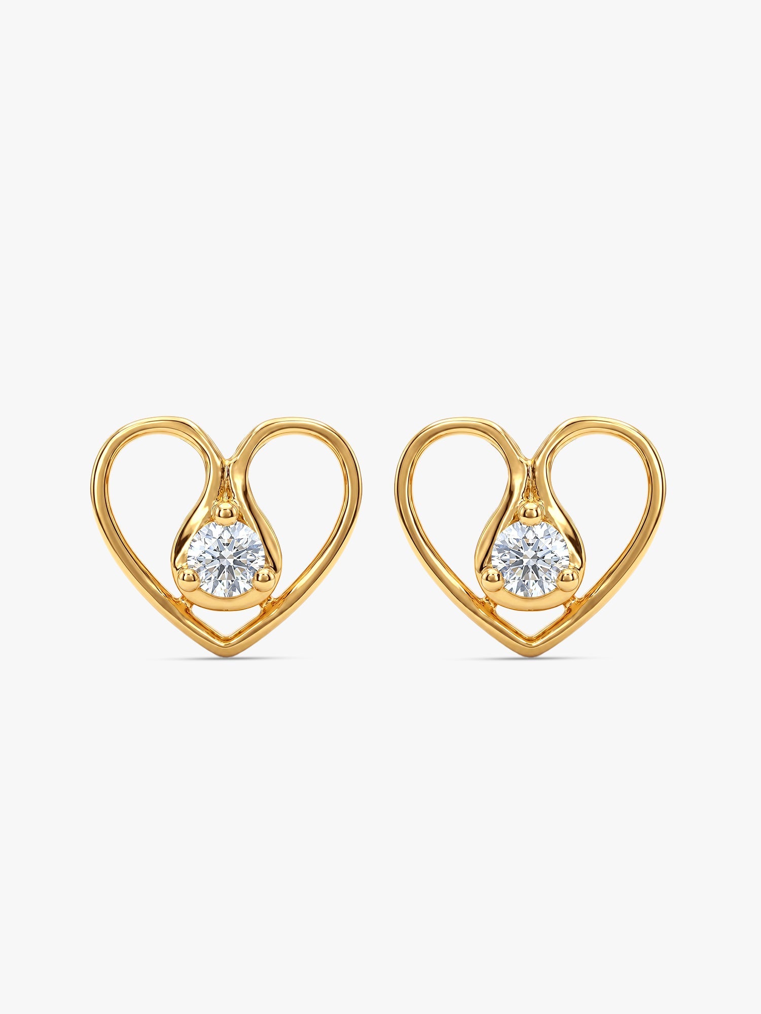 Golden Zircon Studded Heart Earrings