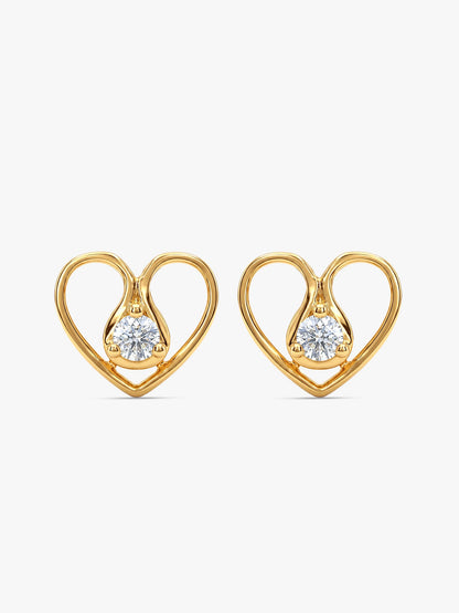 Golden Zircon Studded Heart Earrings