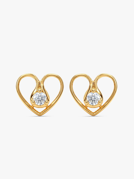 Golden Zircon Studded Heart Earrings