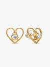Golden Zircon Studded Heart Earrings