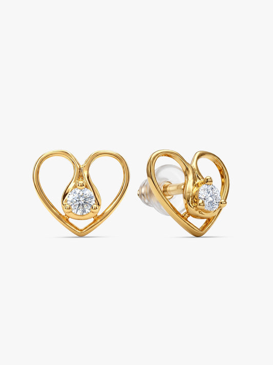 Golden Zircon Studded Heart Earrings