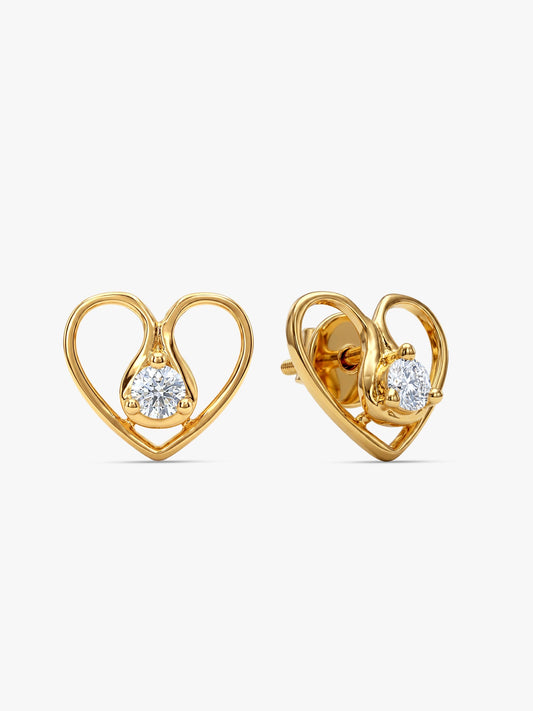 Golden Zircon Studded Heart Earrings