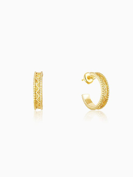 Golden Hoop Mandala Earrings