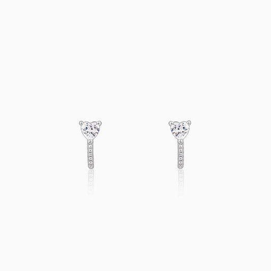 Silver Zircon Drop Stud Earrings