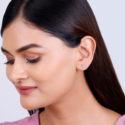 Silver Twinkling Floral Earrings