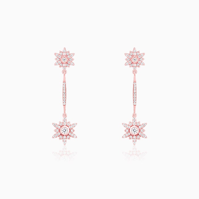 Rose Gold Star Dangle Earrings - Image 1