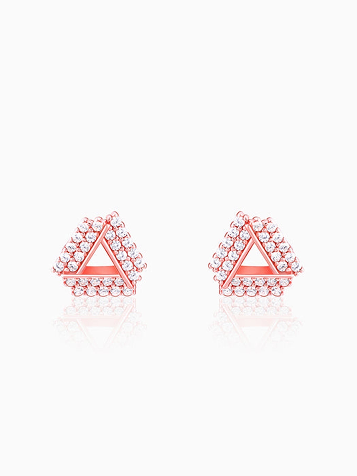 Rose Gold Zircon Triangle Stud Earrings