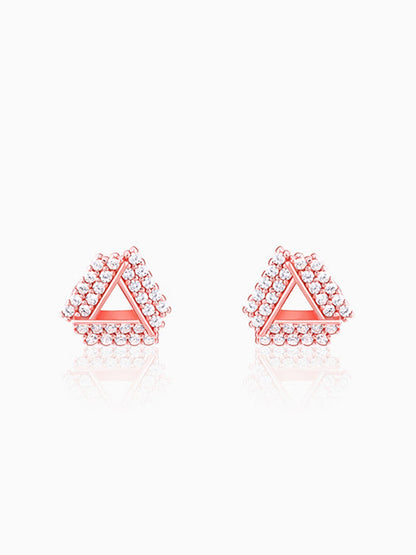 Rose Gold Zircon Triangle Stud Earrings
