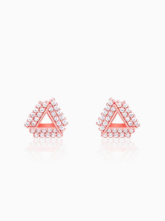 Rose Gold Zircon Triangle Stud Earrings