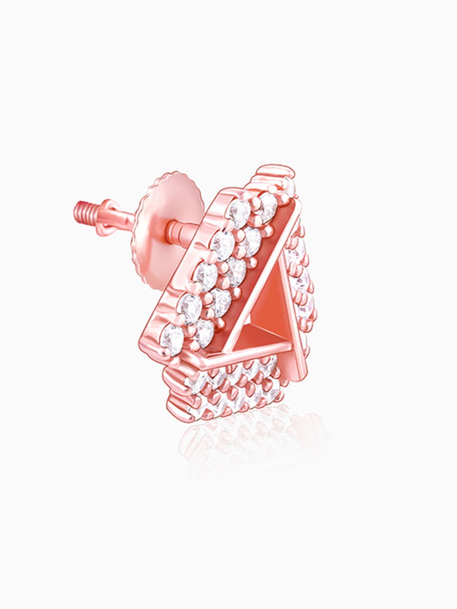 Rose Gold Zircon Triangle Stud Earrings