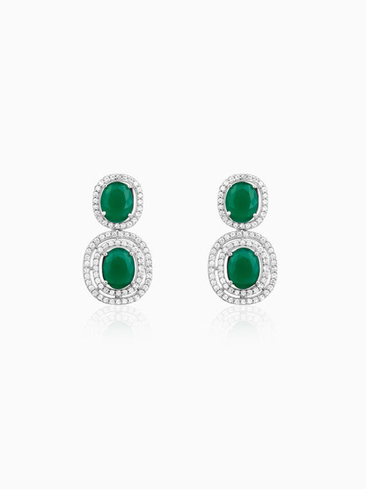 Silver Lovesick Green Earrings