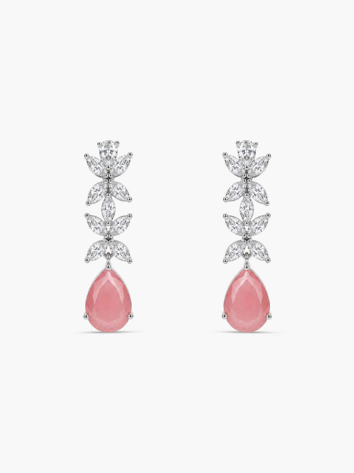 Silver Zircon Studded Magical Drop Earrings